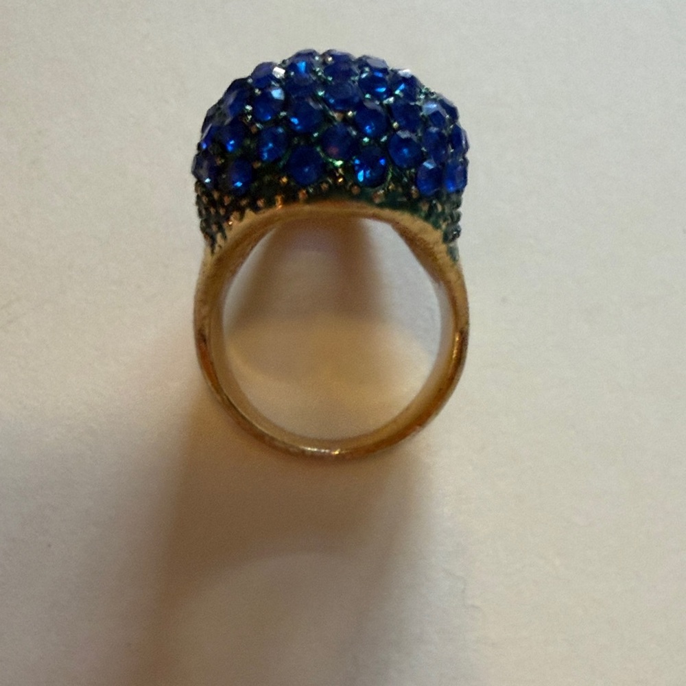 Blue and Gold Skull Ring - Picture 2 of 8